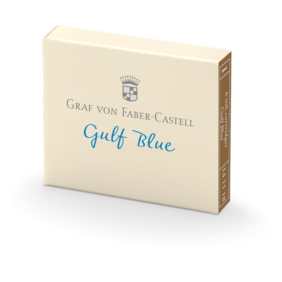Graf-von-Faber-Castell - 6 cartuchos de tinta, Gulf Blue