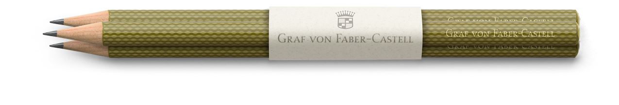 Graf-von-Faber-Castell - 3 lápices de grafito Guilloche, verde oliva