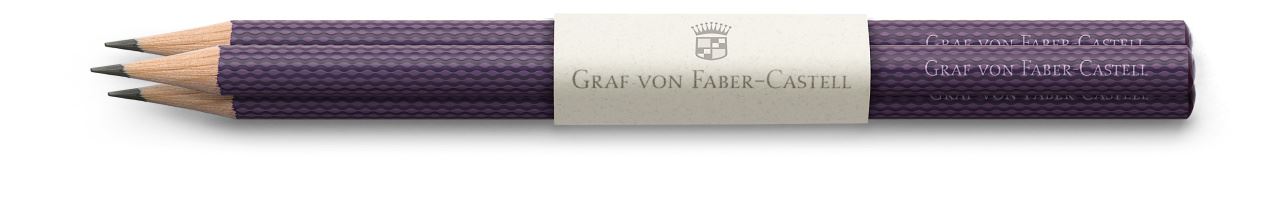 Graf-von-Faber-Castell - 3 lápices de grafito Guilloche, azul violeta